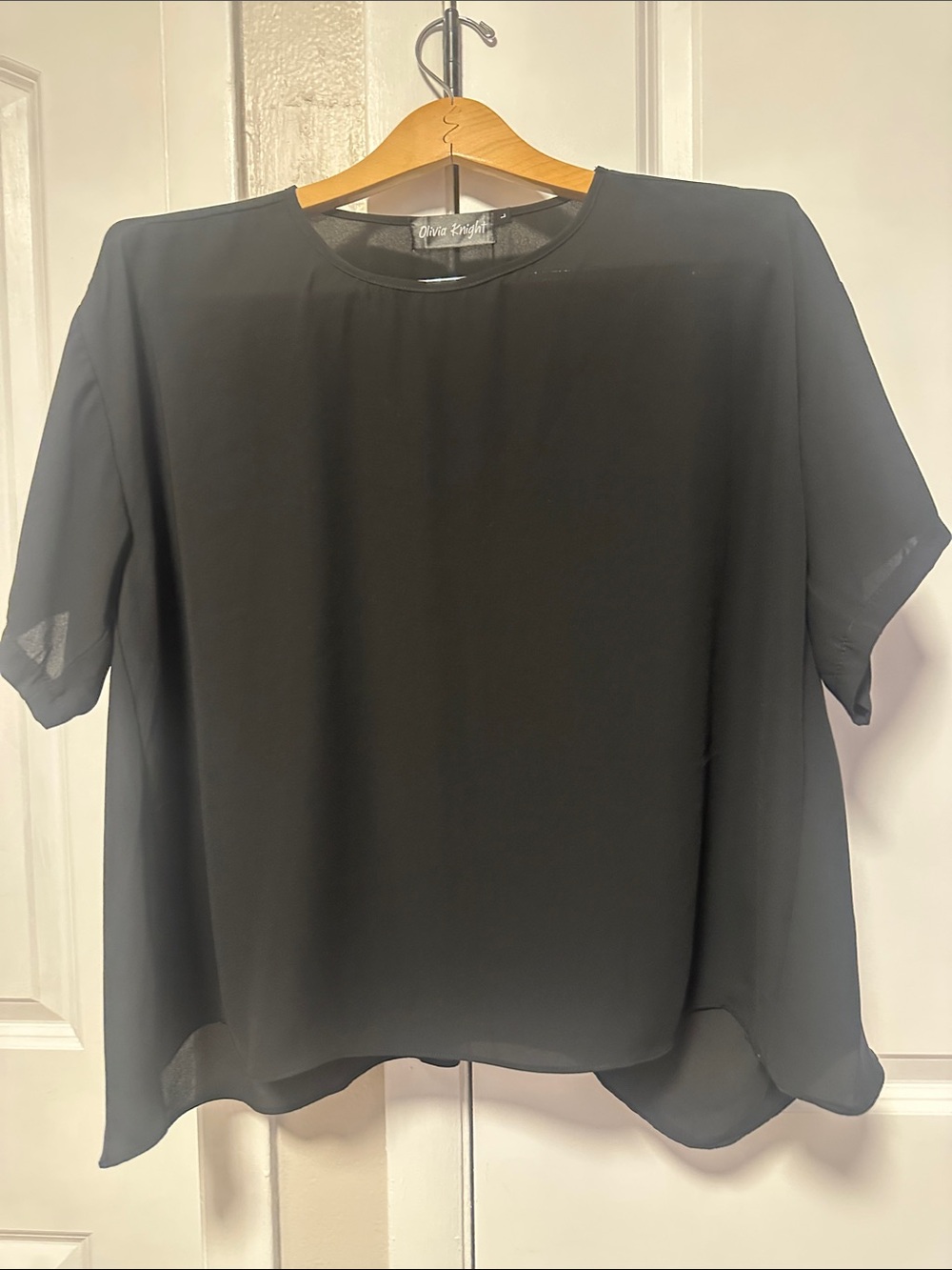 Olivia Knight Black Short-Sleeve Chiffon Blouse